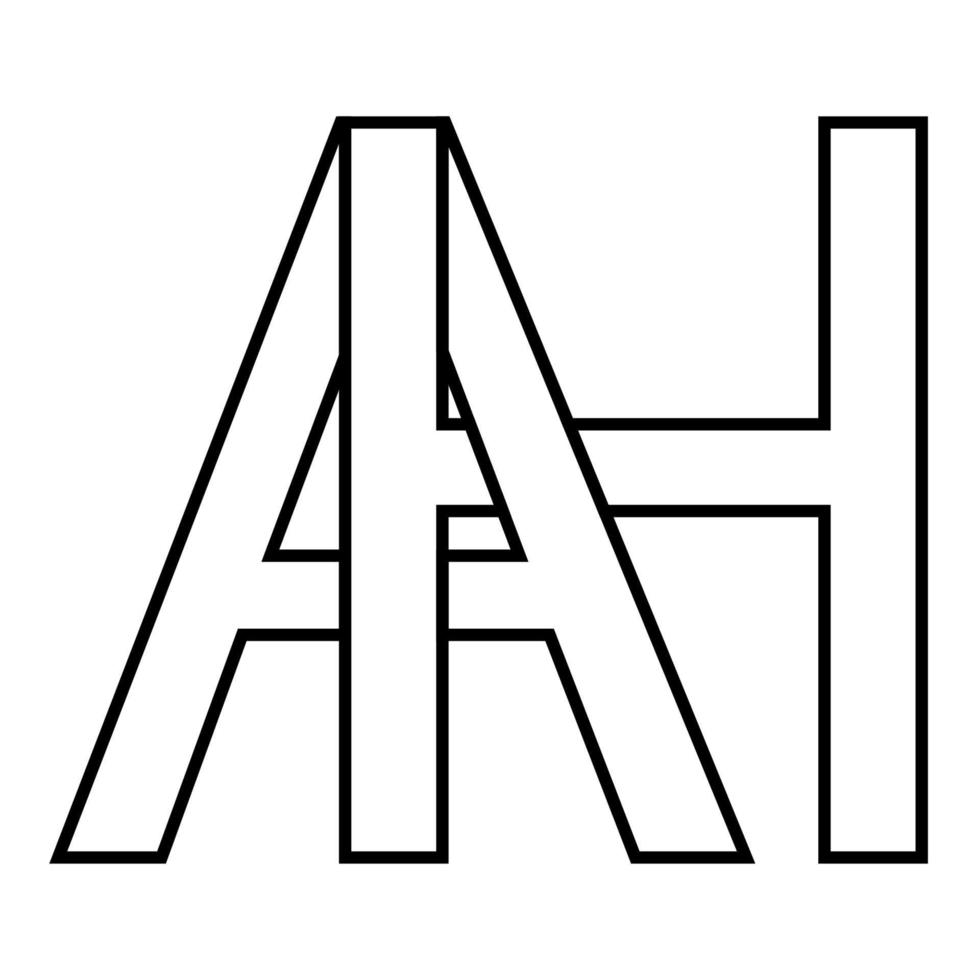 logo cartello ah icona cartello Due interlacciato lettere un, h vettore logo ah primo capitale lettere modello alfabeto un, h