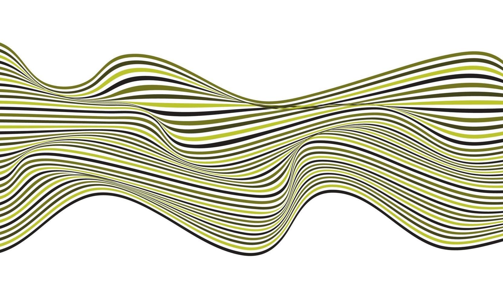 disegno astratto di arte ottica del modello delle linee dell'onda verde isolato su fondo bianco vettore