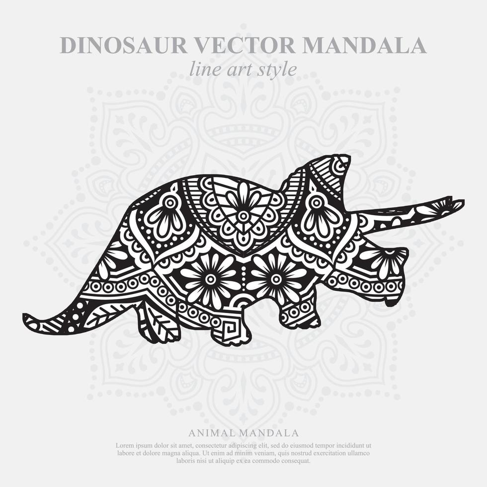 mandala di dinosauro. elementi decorativi vintage. modello orientale, illustrazione vettoriale. vettore