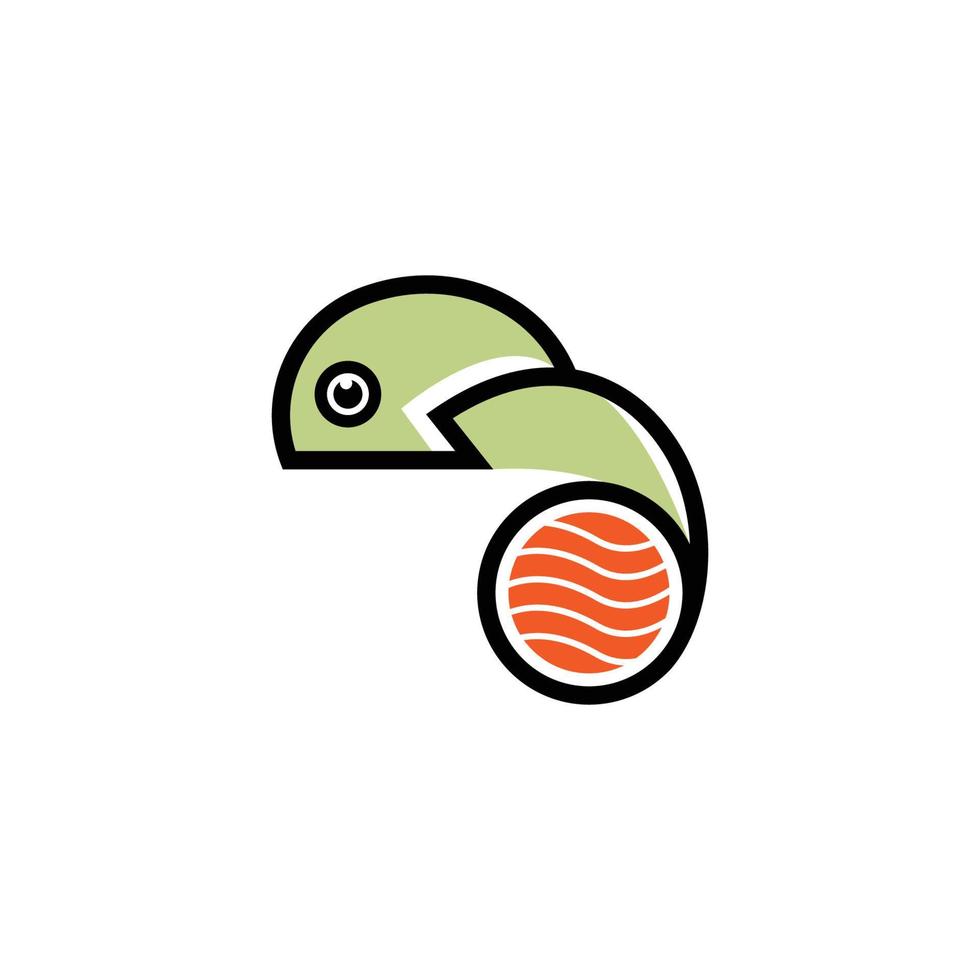 Sushi camaleonte logo vettore