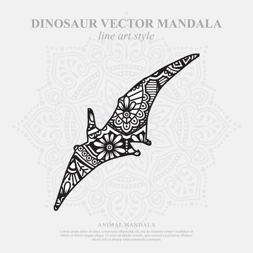 mandala di dinosauro. elementi decorativi vintage. modello orientale, illustrazione vettoriale. vettore