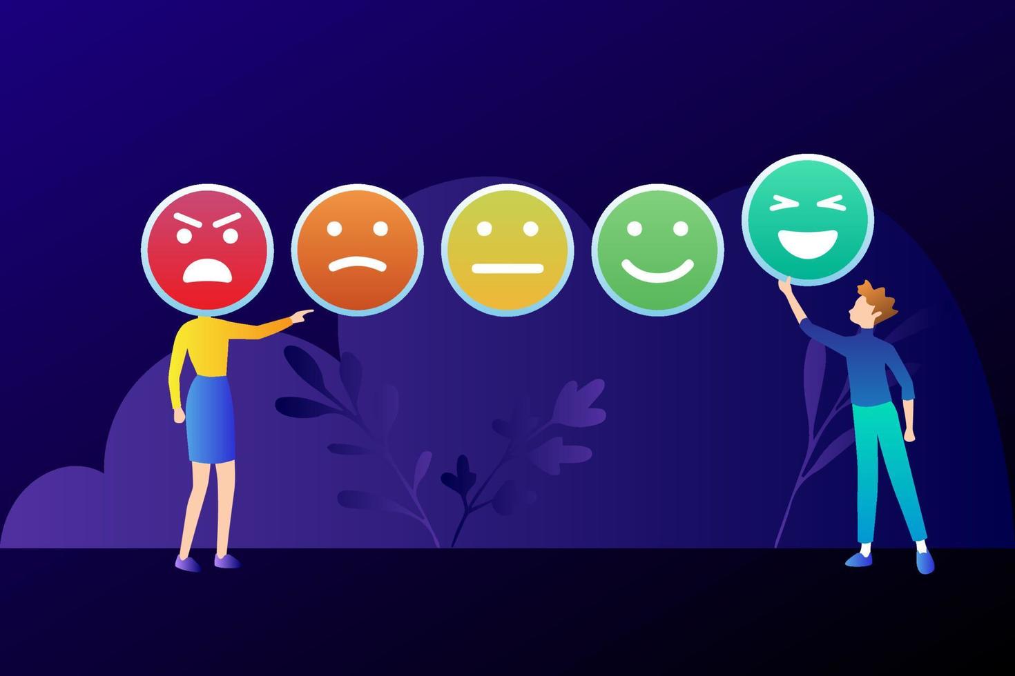 utente risposta emoticon infografica impostare. valutazione risposta scala emozione facce. emoji reazioni. vettore icone. attività commerciale presentazione sfondo.