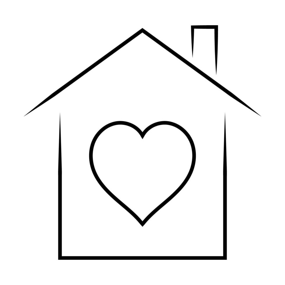 carino accogliente Casa con cuore icona alloggiamento cartello famiglia amore e supporto vettore