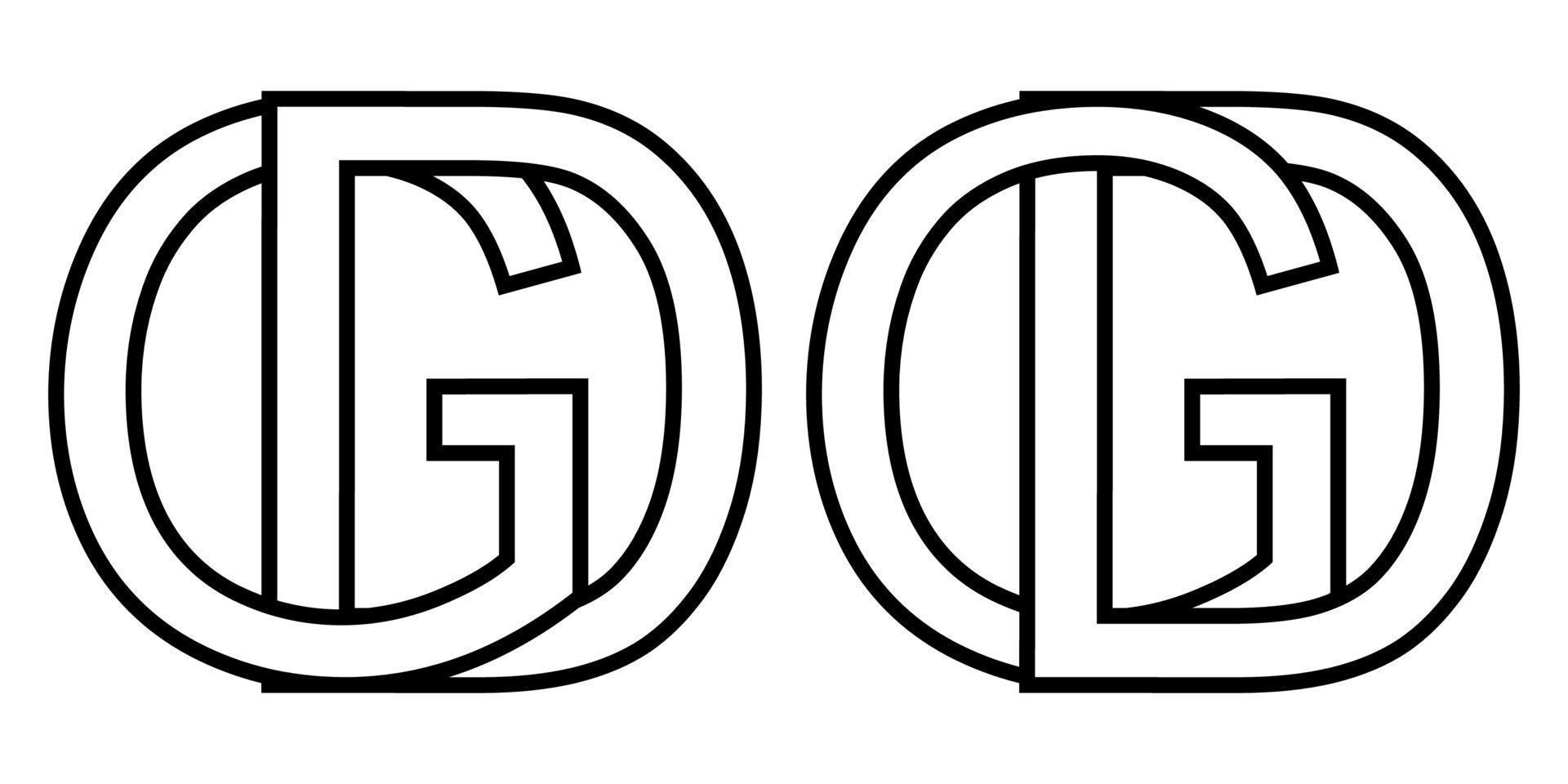 logo cartello gd e dg icona cartello interlacciato lettere d, g vettore logo gd, dg primo capitale lettere modello alfabeto g, d