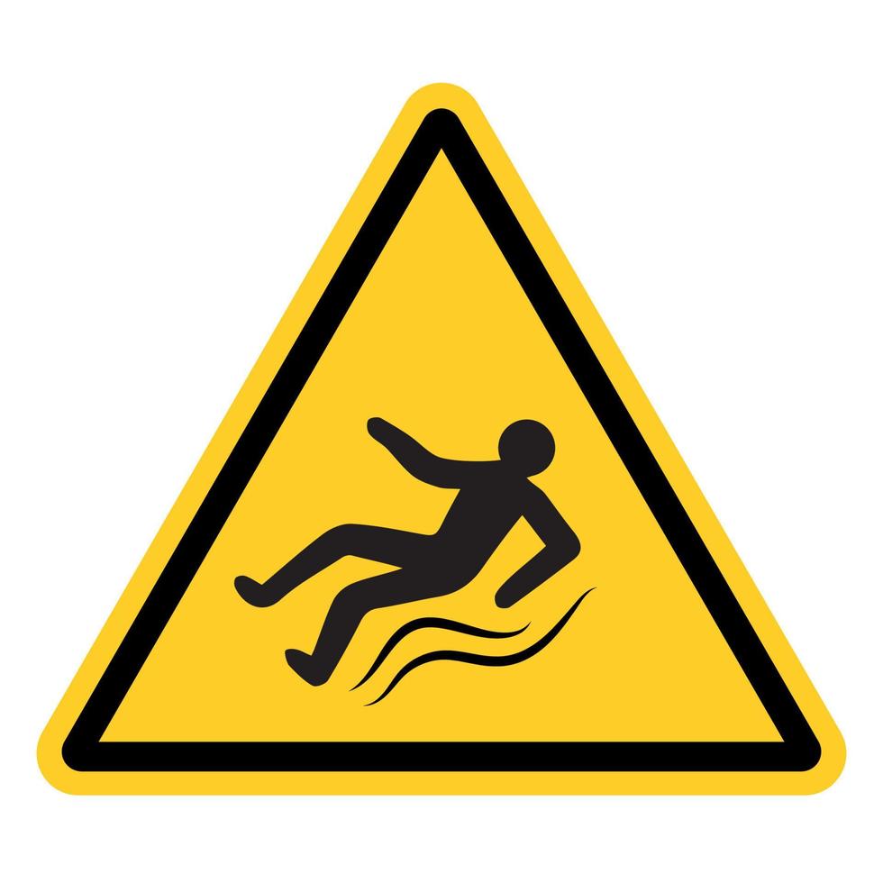 giallo avvertimento cartello con un' caduta slittamento persona, vettore cartello di Ghiaccio, scivoloso strada, rischio avvisi per essere ferito su scivoloso marciapiede