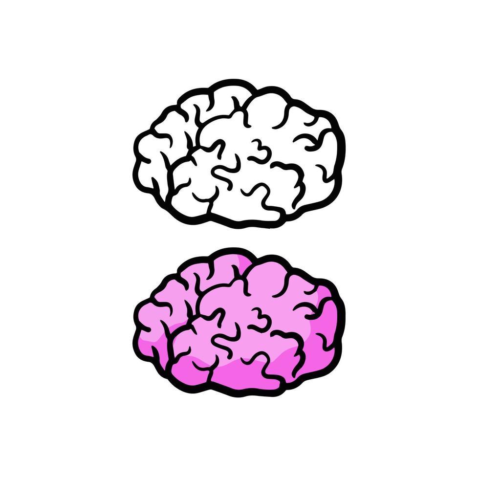 cervello icona nel mano disegnato scarabocchio stile. riflessione e pensieri. interno organo di il testa. cartone animato illustrazione vettore