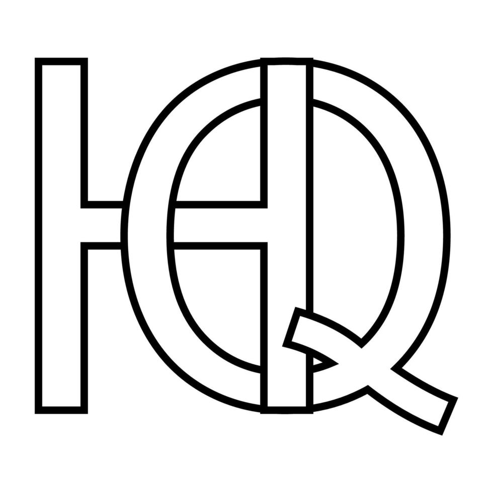 logo cartello hq qh icona nft interlacciato lettere q h vettore