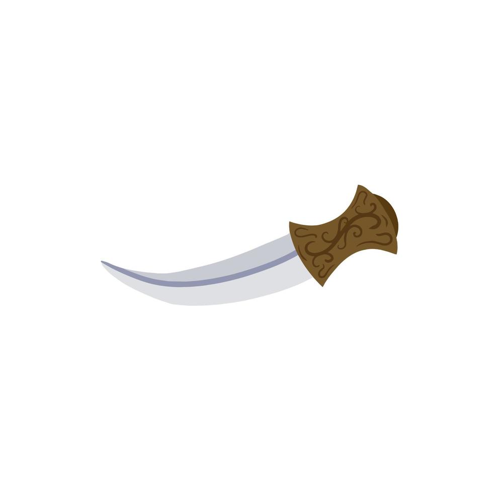 arabo pugnale con curvo lama. omani cultura e Armi. yemenita coltello con ornamento. piatto illustrazione isolato su bianca. vettore