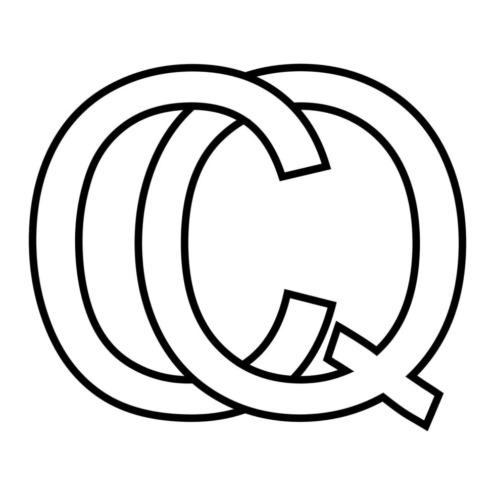 logo cartello qc cq icona cartello interlacciato lettere c q logo qc cq primo capitale lettere modello alfabeto vettore