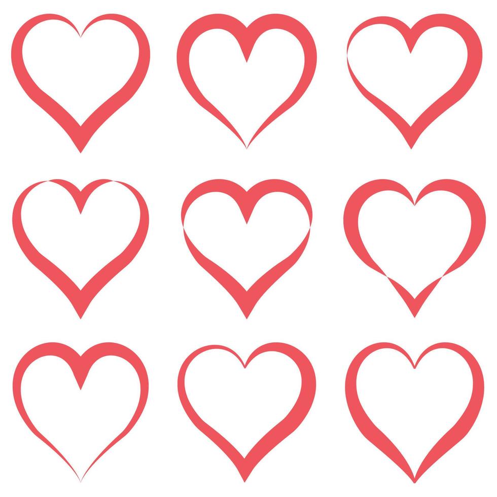 impostato cuore contorni diverso forme, vettore cuore San Valentino per san valentino giorno, calligrafico cartello coppia nel amore