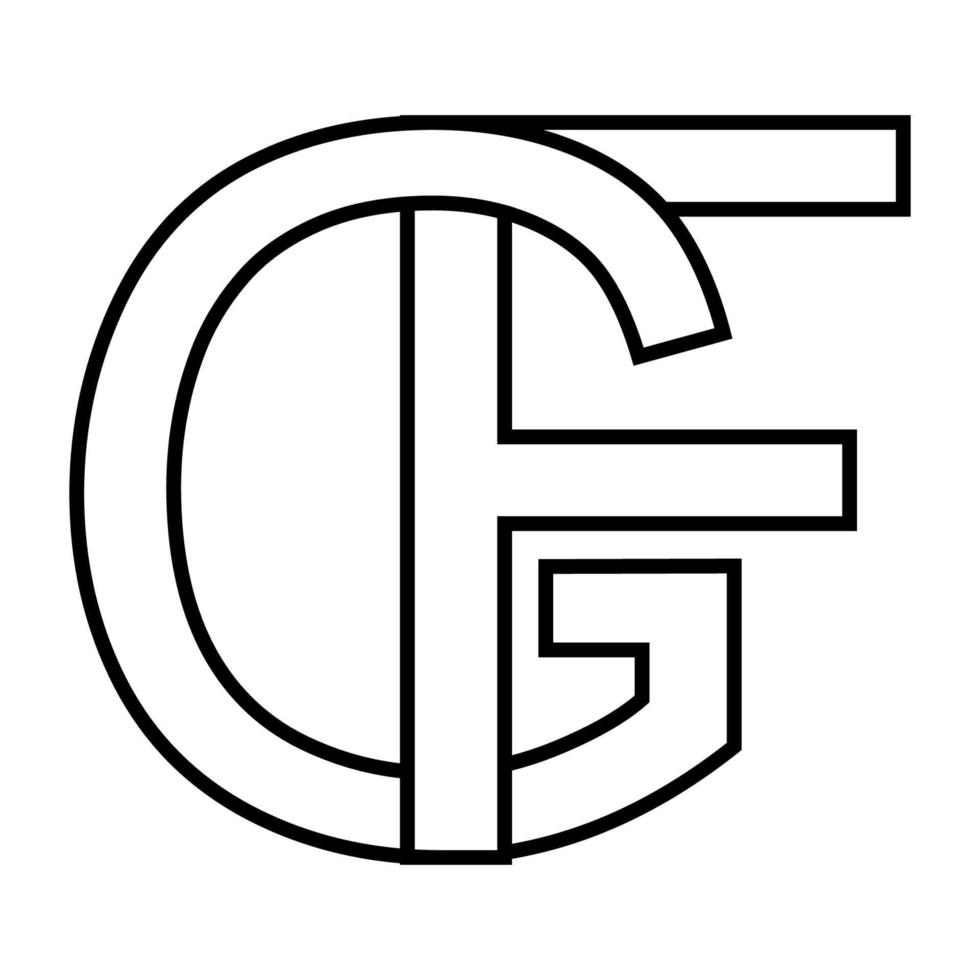 logo cartello gf fg, icona nft interlacciato lettere g f vettore