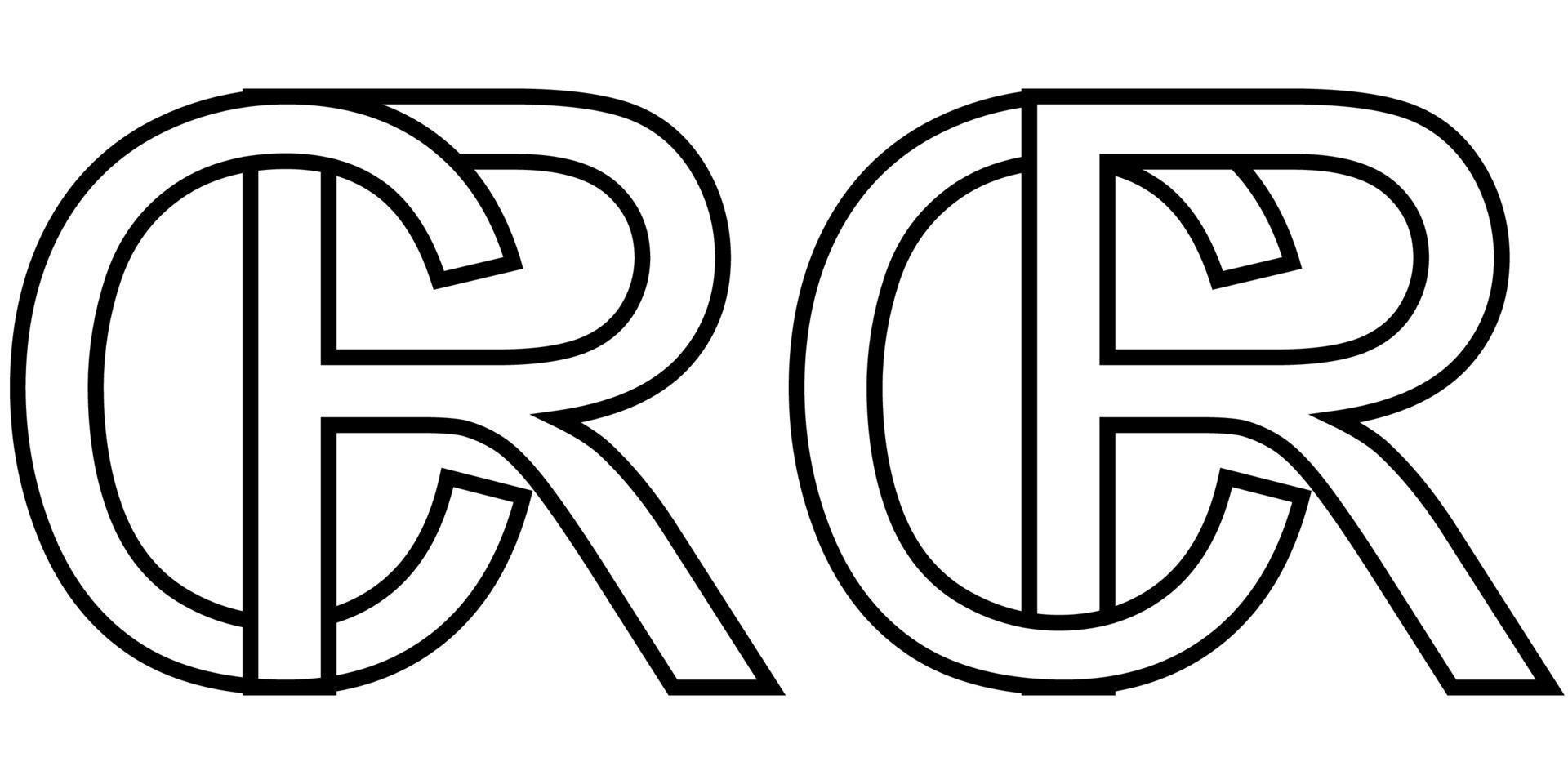 logo cartello rc cr icona cartello Due interlacciato lettere r, c vettore logo rc, cr primo capitale lettere modello alfabeto r, c