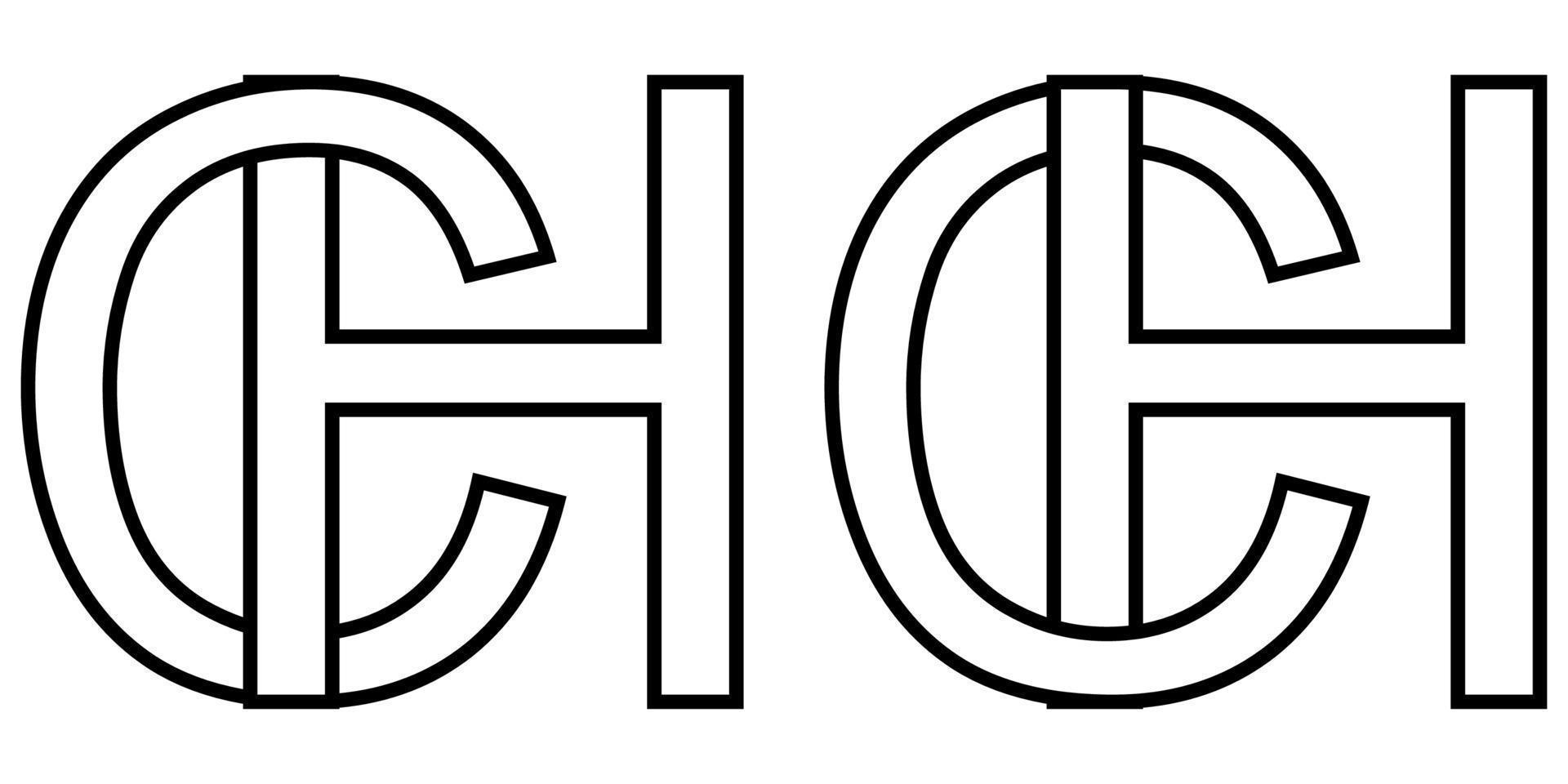 logo cartello hc e cap icona cartello Due interlacciato lettere h, c vettore logo hc, cap primo capitale lettere modello alfabeto h, c