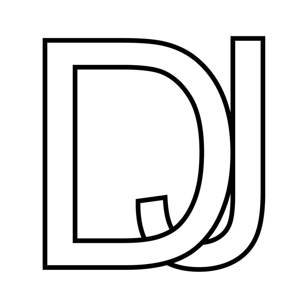 logo cartello dj jd icona, cartello intrecciato, lettere d j vettore