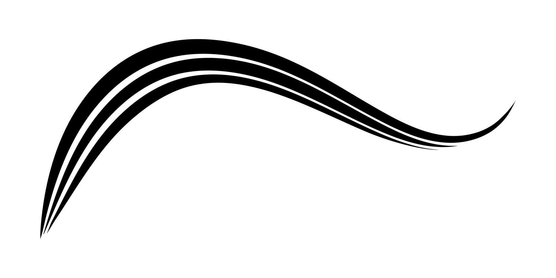 curvo tre strisce calligrafia elemento vettore calligrafia mare onda, elegantemente curvo nastro logo