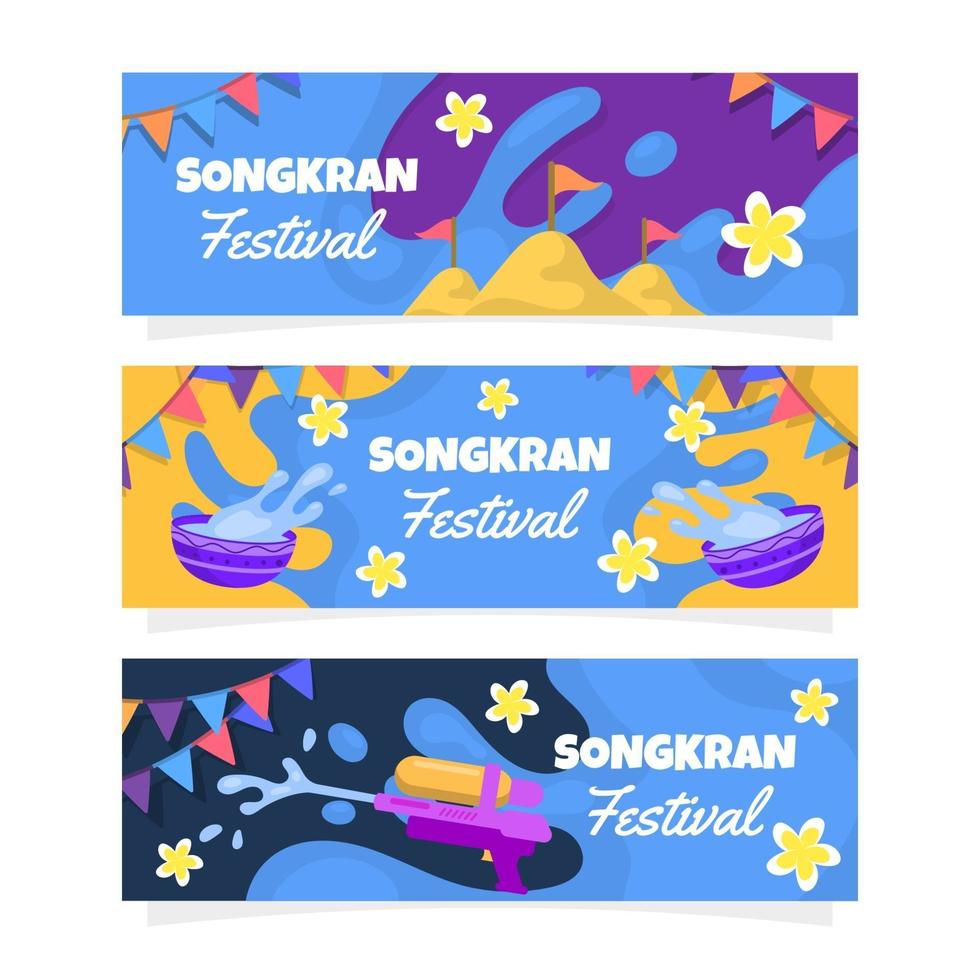 raccolta di banner festa colorata songkran vettore