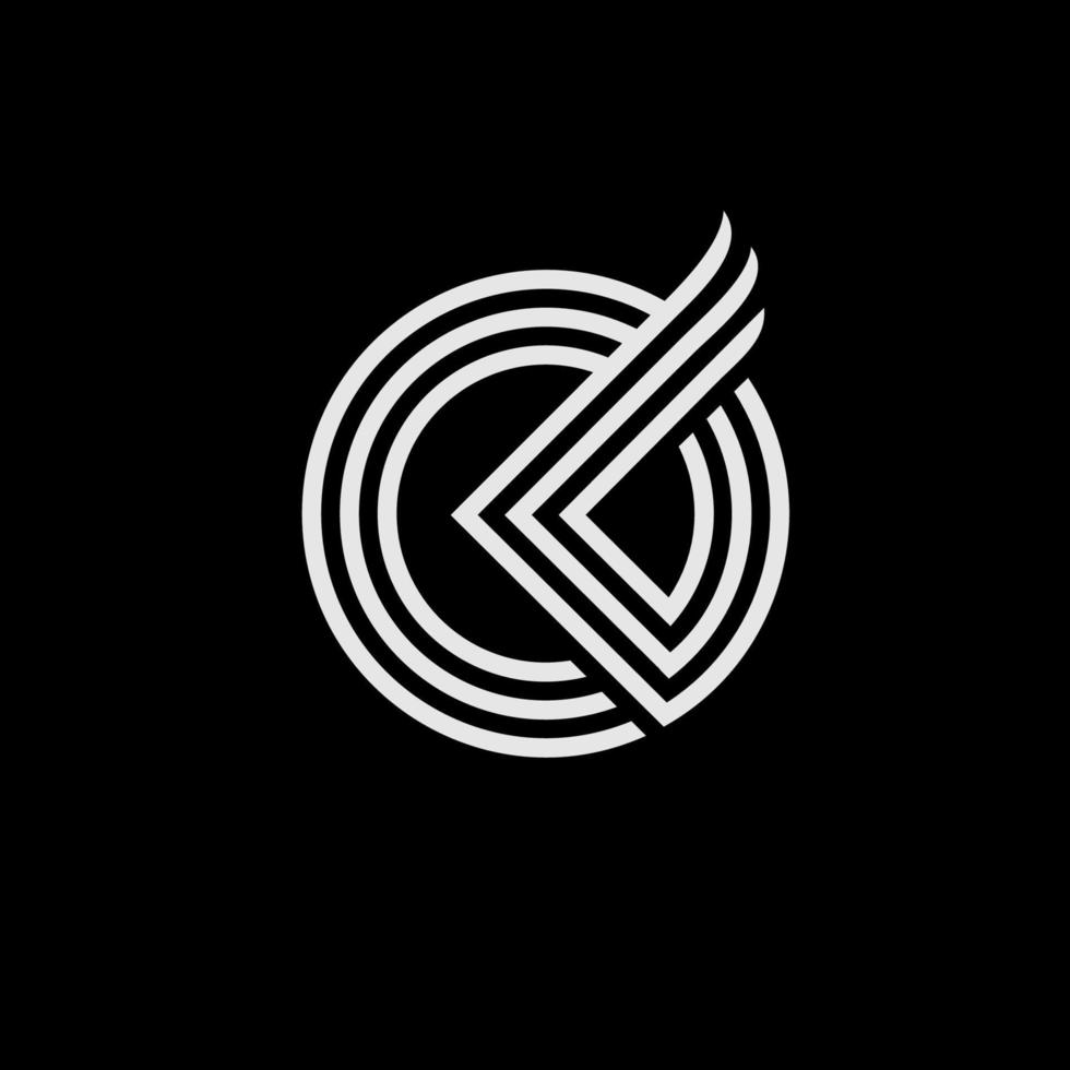 K cerchio ala monoline logo design vettore
