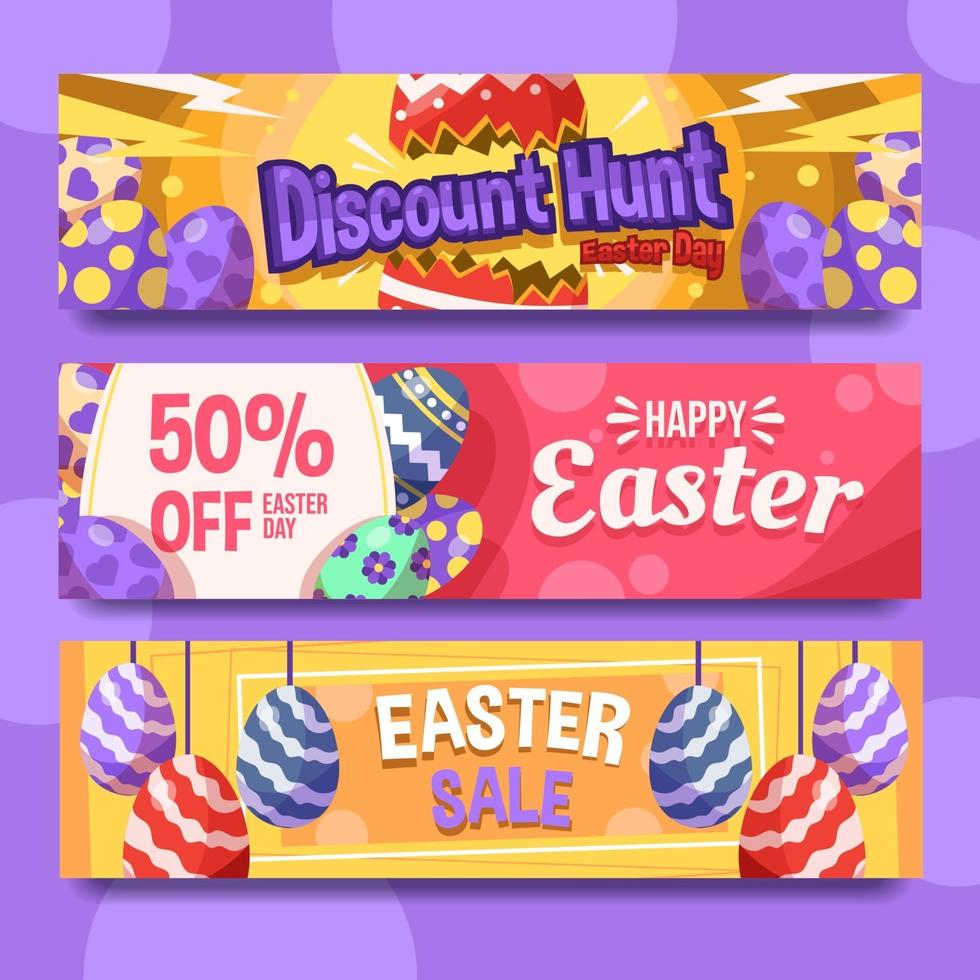 banner di caccia di sconto per la promozione di pasqua vettore