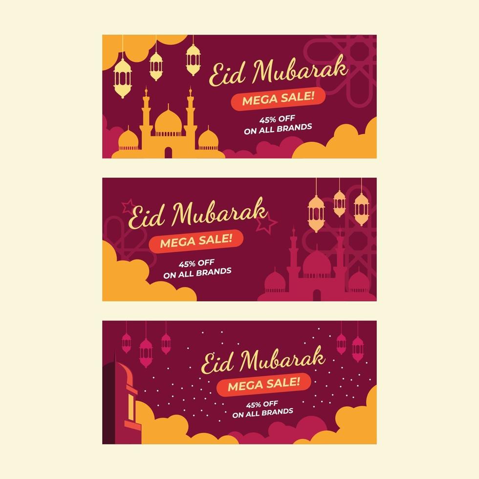 raccolta di banner ramadan eid mubarak vettore