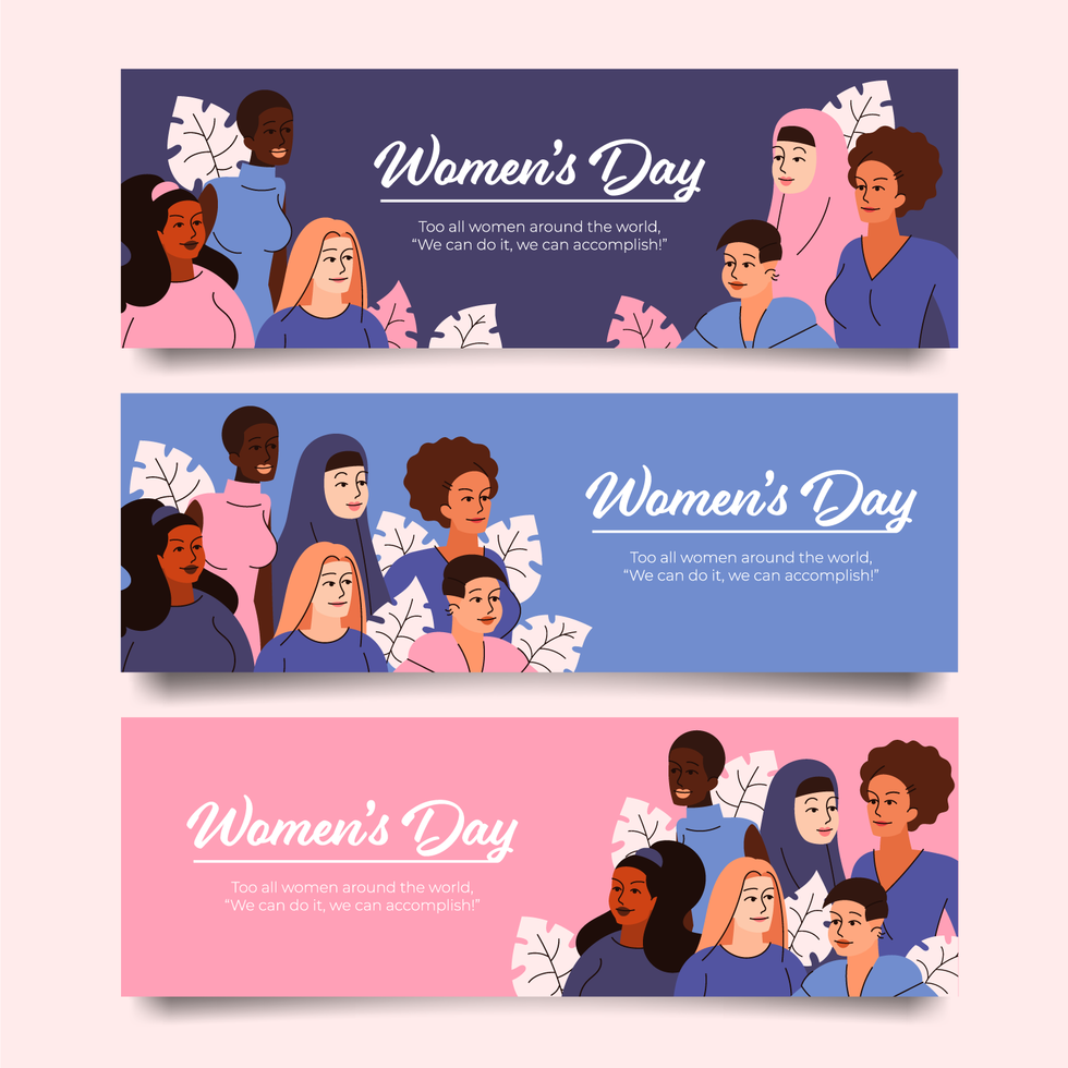 raccolta di banner diversità giorno delle donne vettore
