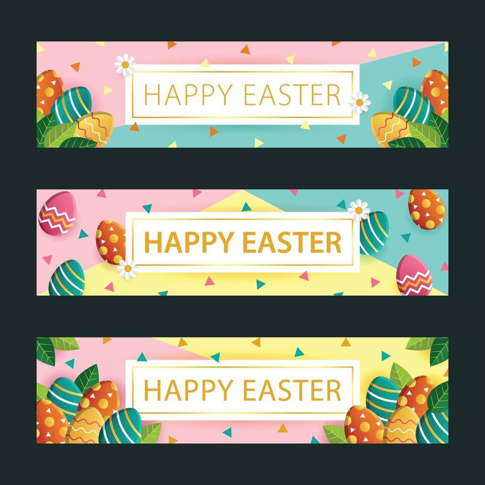 set di banner di buona pasqua vettore