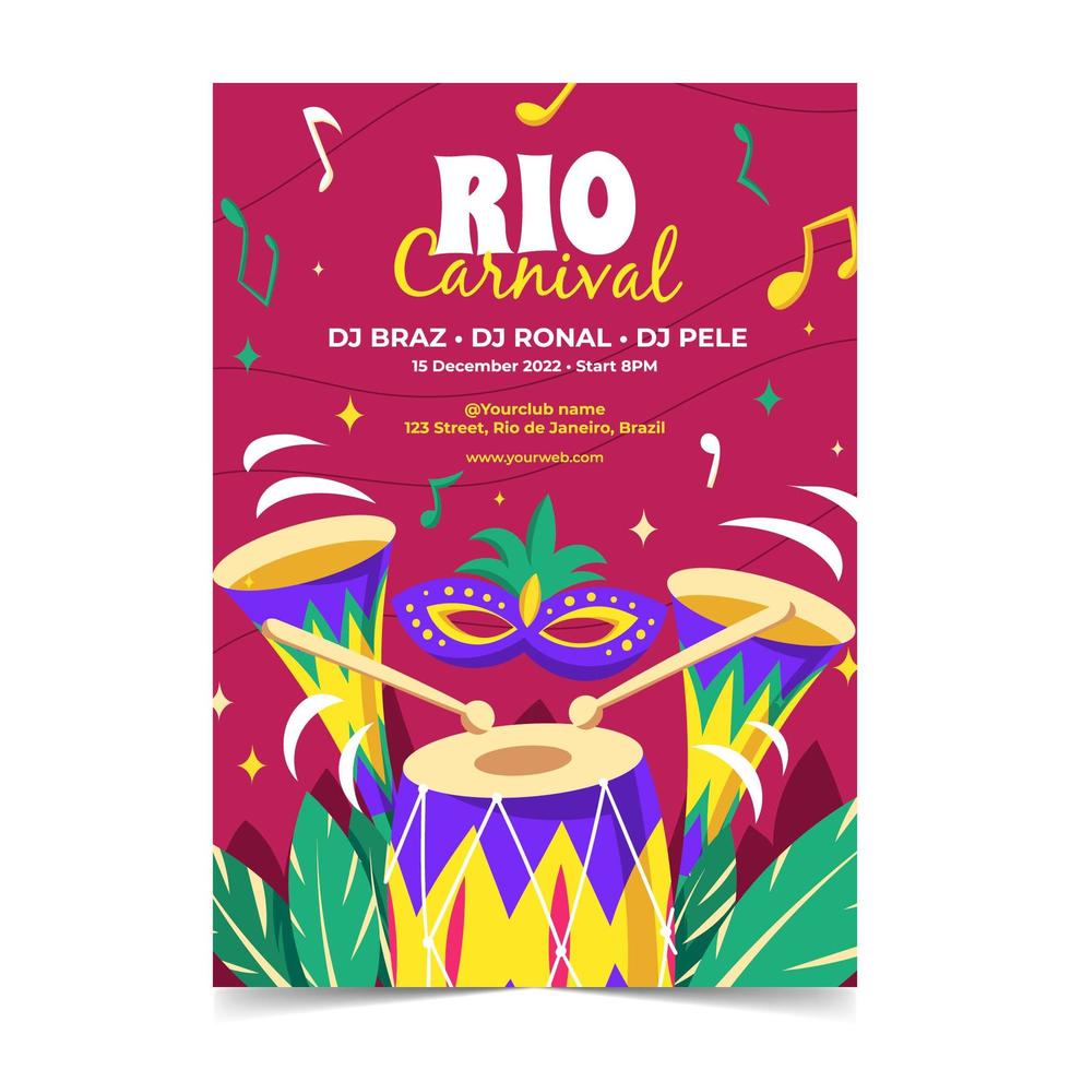 poster colorato di carnevale di rio vettore