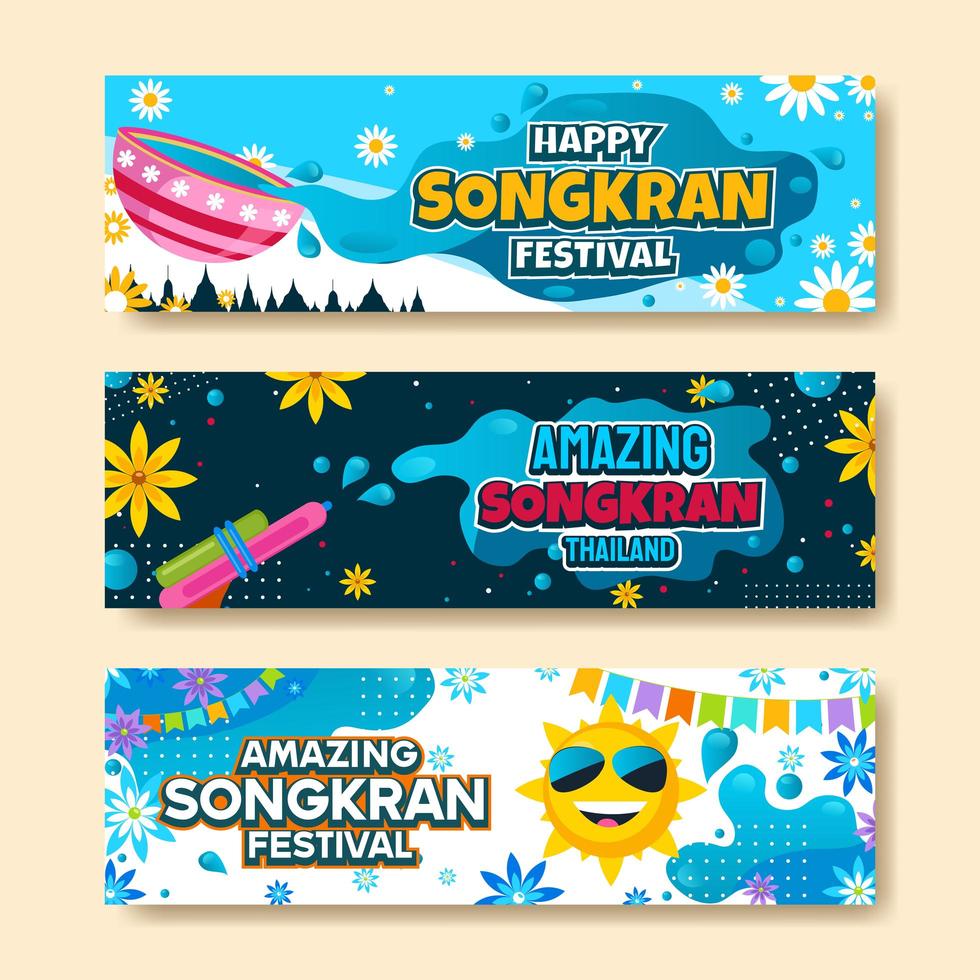 felice banner del festival di songkran vettore