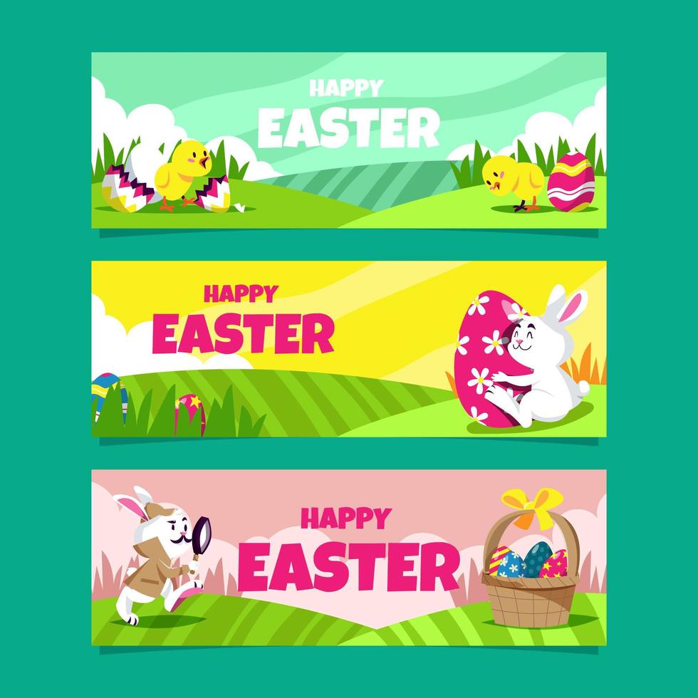 set di banner di buona pasqua vettore