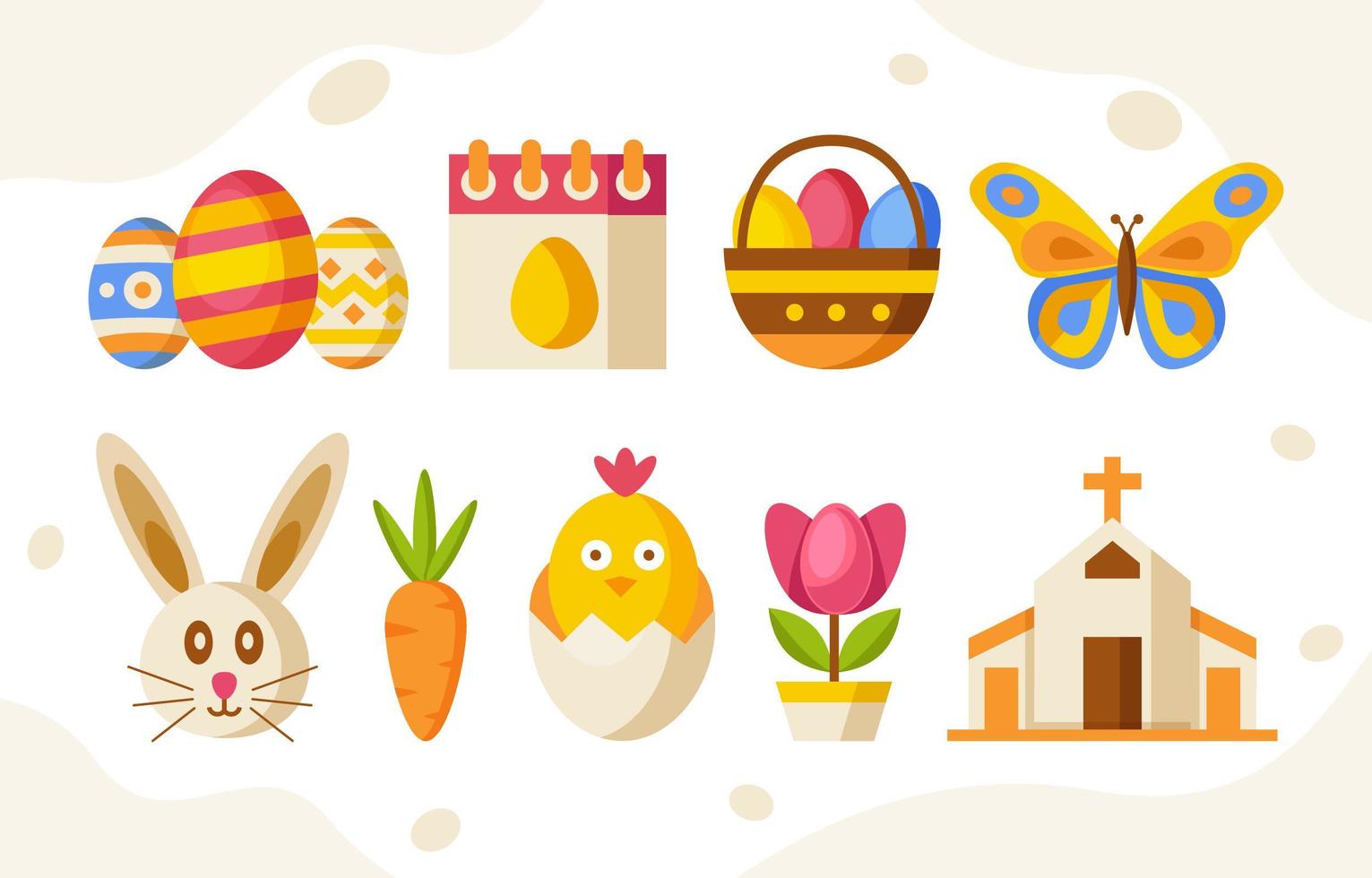 collezione di icone di Pasqua piatta vettore