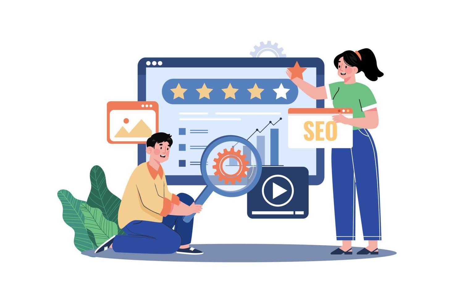 SEO classifica illustrazione concetto su bianca sfondo vettore