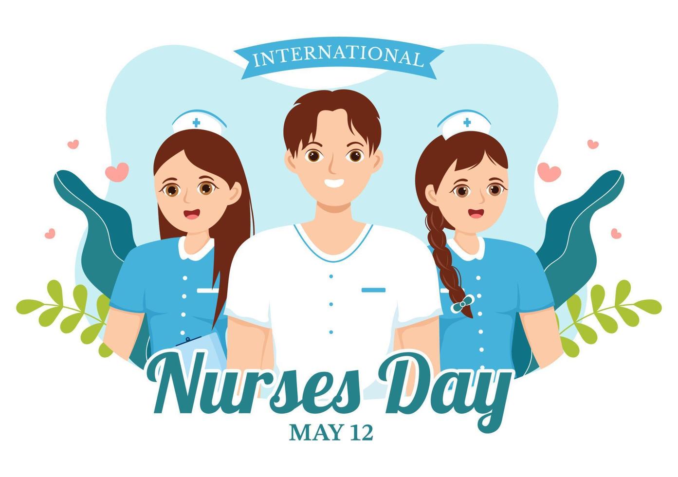 internazionale infermieri giorno su Maggio 12 illustrazione per contributi quello infermiera rendere per società nel piatto cartone animato mano disegnato per atterraggio pagina modelli vettore
