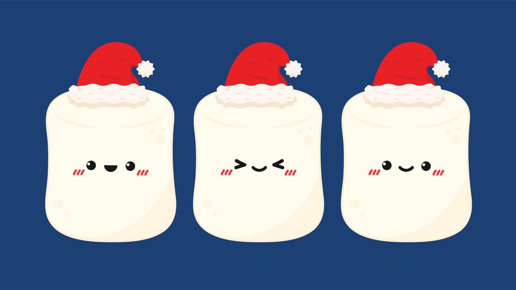 marshmallow cartone animato. marshmallow personaggio design. marshmallow con un' Santa Claus cappello. vettore