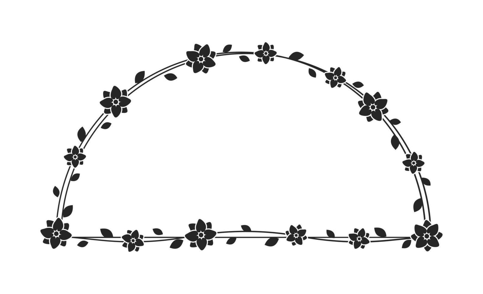 floreale arco telaio modello. geometrico confine con vite e mano disegnato fiore modello. vettore arrotondato confine con spazio per testo.