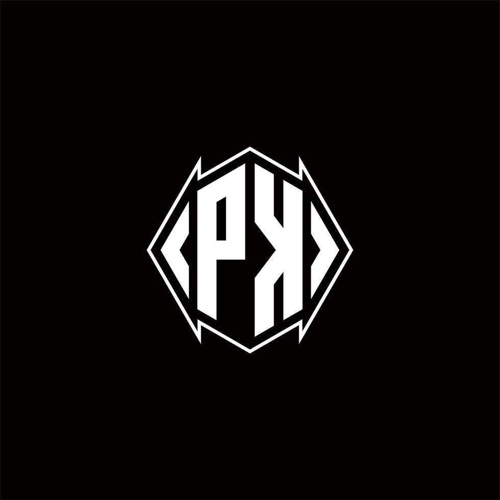 pk logo monogramma con scudo forma disegni modello vettore