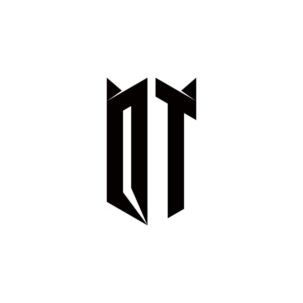 qt logo monogramma con scudo forma disegni modello vettore