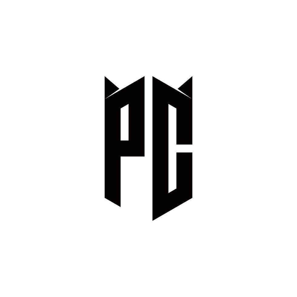 pc logo monogramma con scudo forma disegni modello vettore