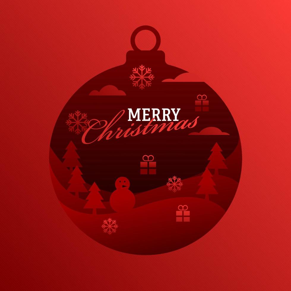 rosso carta tagliare fronzolo forma sfondo decorato con fiocchi di neve, natale albero, regalo scatole e pupazzo di neve per allegro Natale celebrazione. vettore