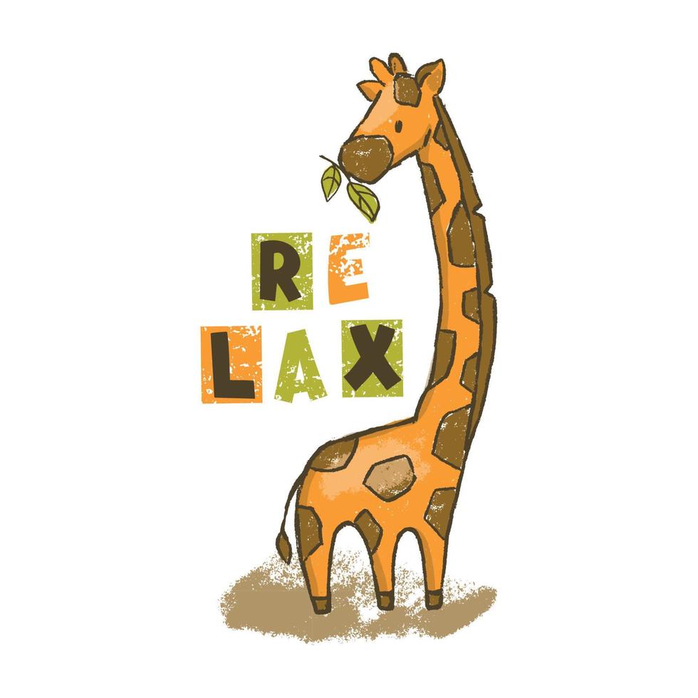 giraffa cartone animato savana animale camelopard mano disegnato vettore