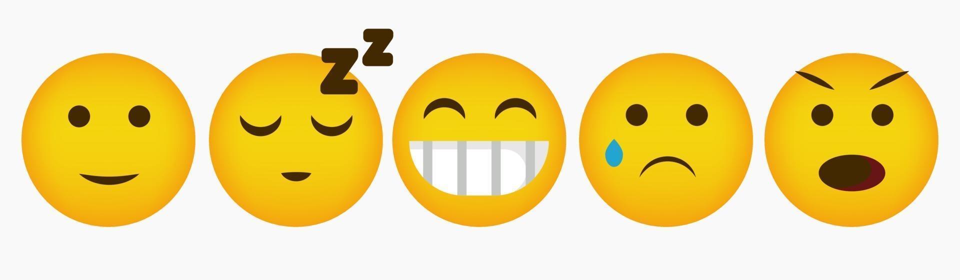 raccolta di set di reazione di emoticon di design vettore