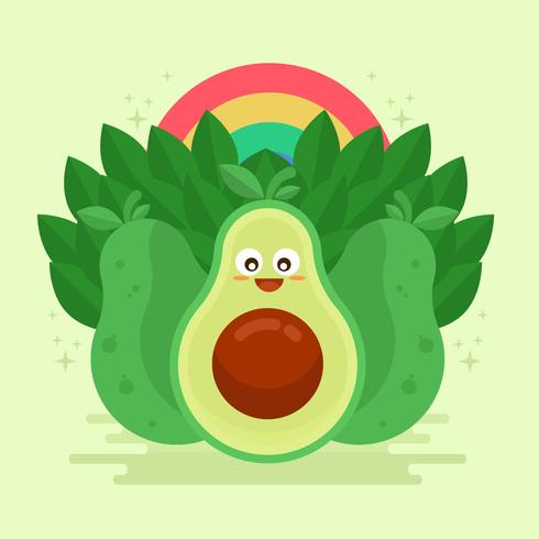 illustrazione vettoriale di avocado kawai