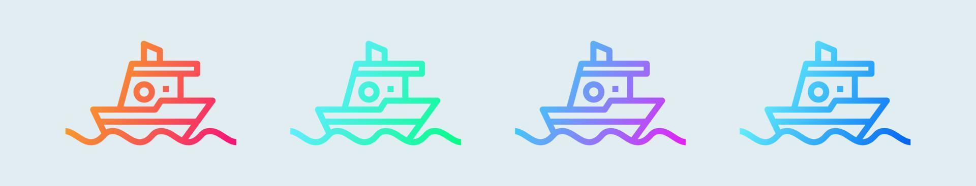 barca linea icona nel pendenza colori. nave segni vettore illustrazione.