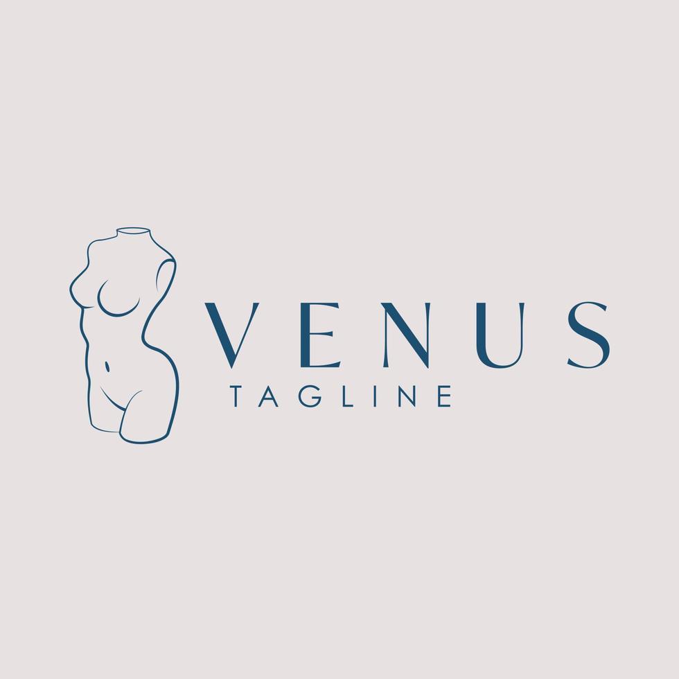 antico donna corpo logo modello. Venere logo design. bellezza industria e benessere logotipo. vettore