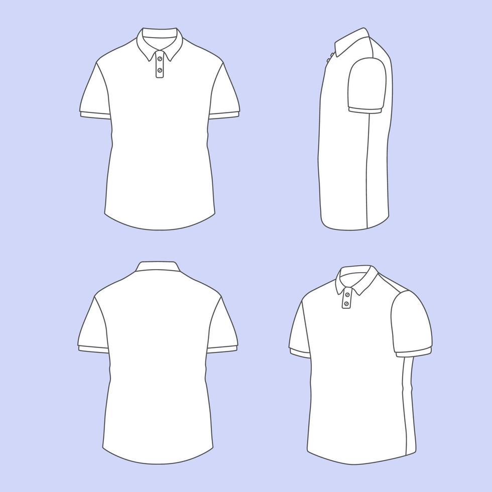 schema polo camicia bianca modello modello vettore