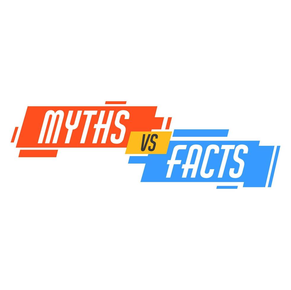 miti vs fatti icona. verità o falso vettore distintivo