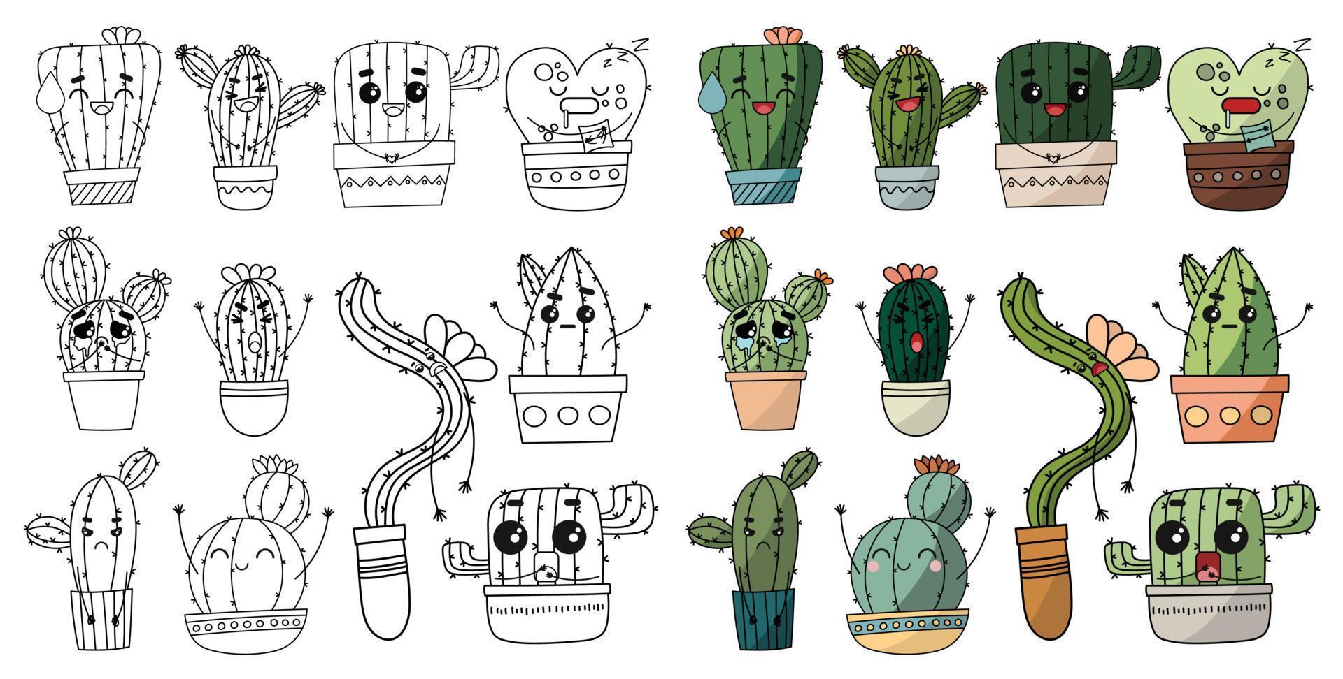 cactus per adulto e bambini colorazione libro. piatto vettore