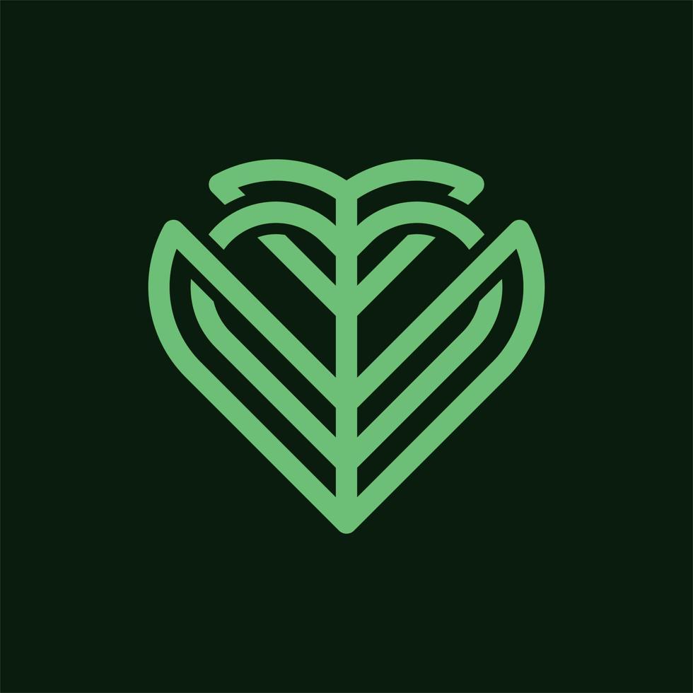 amore e foglia natura linea creativo logo design vettore