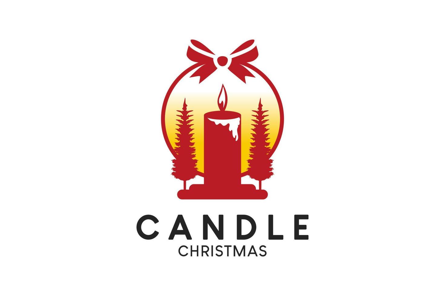 candela logo disegno, Natale candela logo vettore illustrazione con creativo concetto nel regalo cerchio