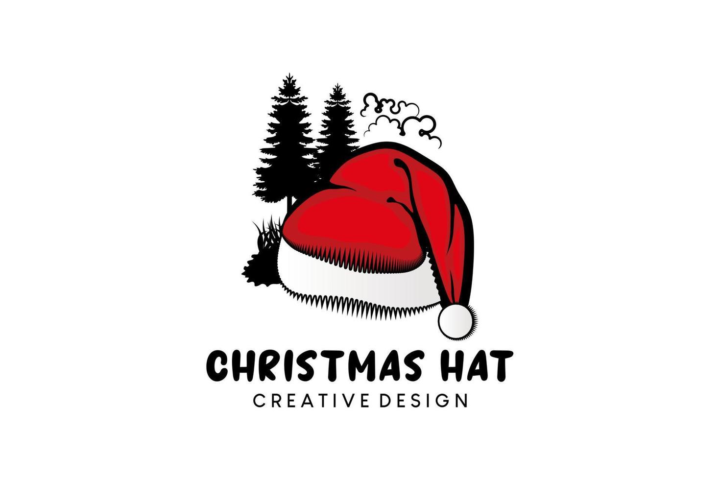 Natale cappello logo disegno, Santa Claus cappello vettore illustrazione con creativo concetto