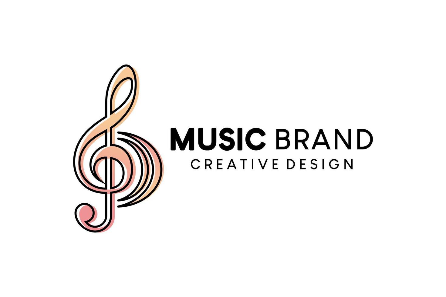 musica logo vettore illustrazione design con mano disegnato linea tono icona