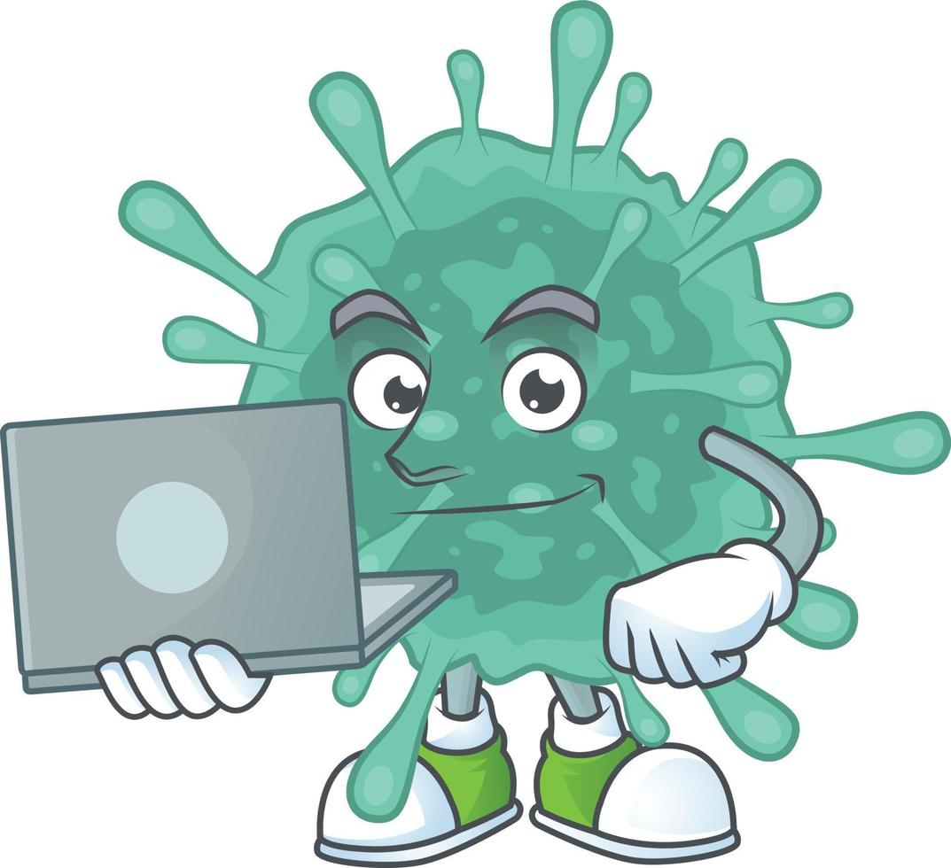 un' cartone animato personaggio di coronavirus vettore